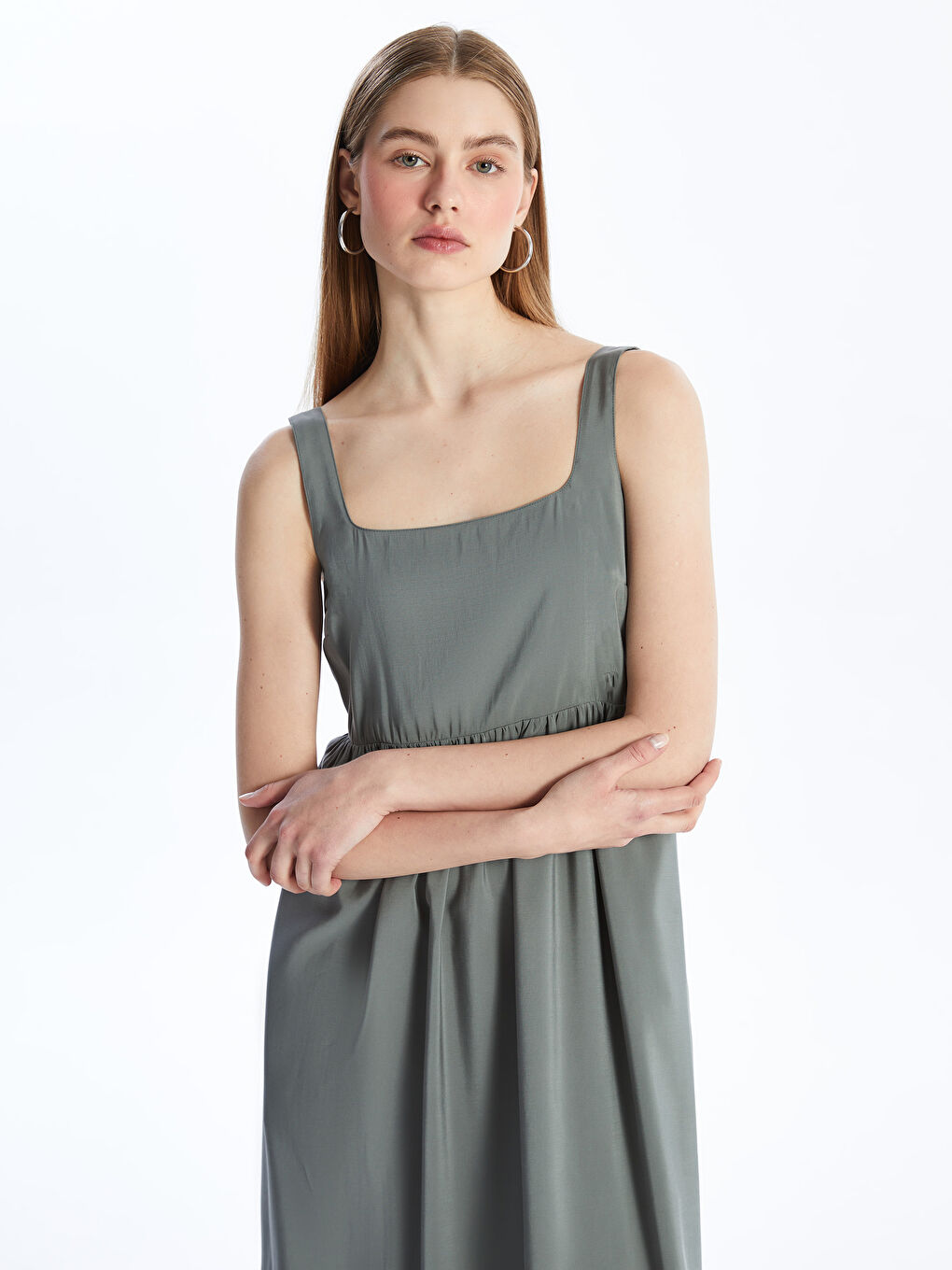 LCW Vision Square Collar Plain Strappy Women's Dress -S4IV27Z8-YA5