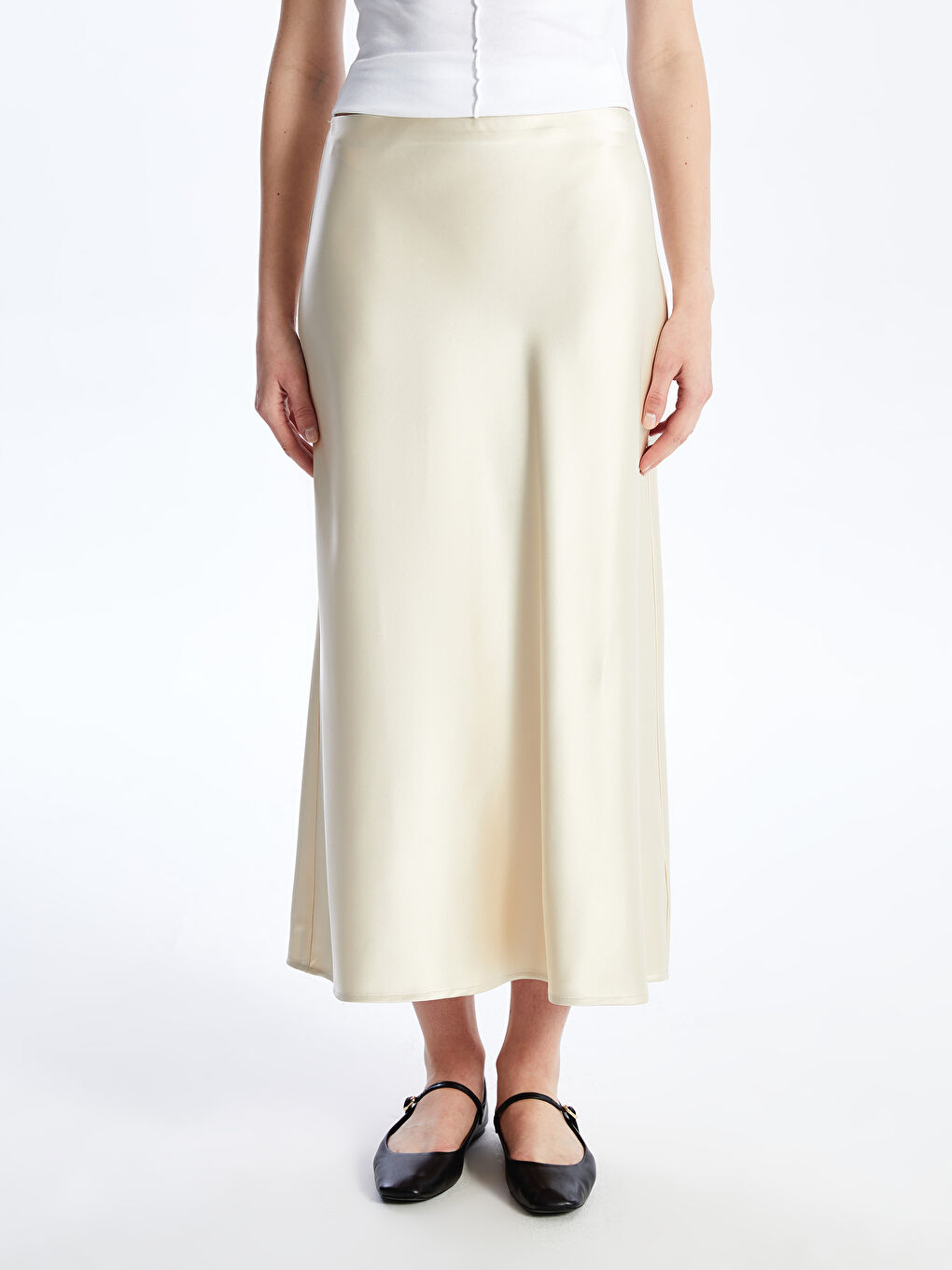 LCW Vision Standard Fit Plain A-Line Satin Women's Skirt -S4IV31Z8-YB2