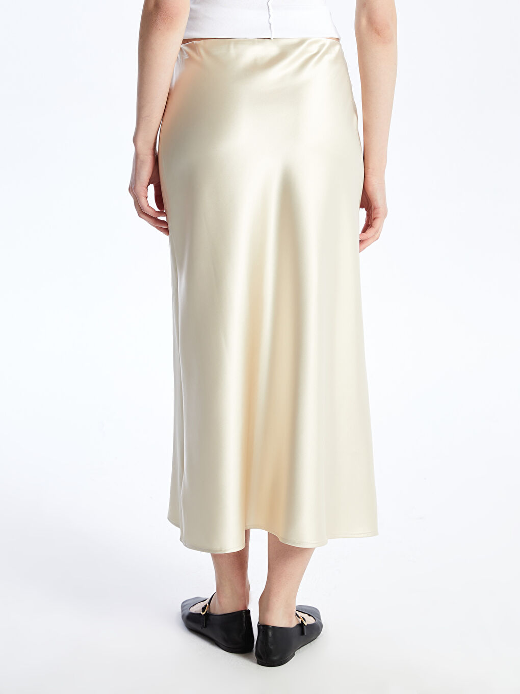 LCW Vision Standard Fit Plain A-Line Satin Women's Skirt -S4IV31Z8-YB2