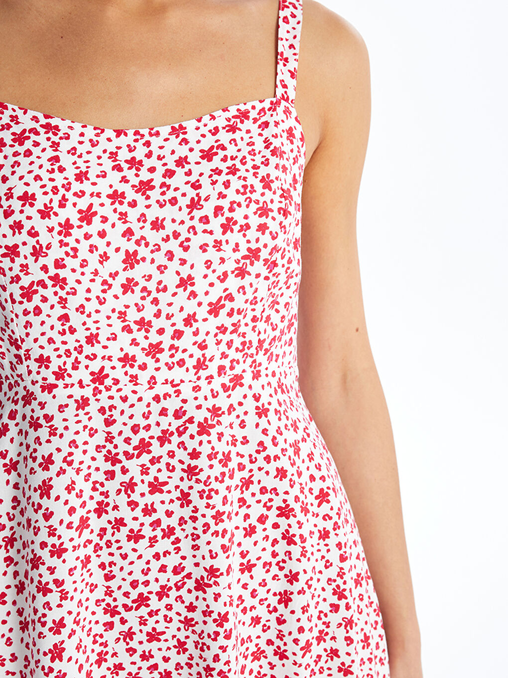 LCW Vision Square Collar Patterned Strappy Women's Dress -S4IV35Z8-LU7