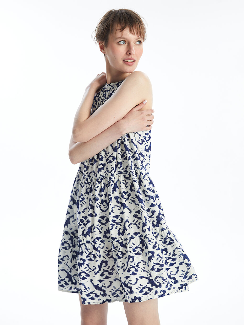 Halter Neck Patterned Women's Dress -S4IV38Z8-VE4