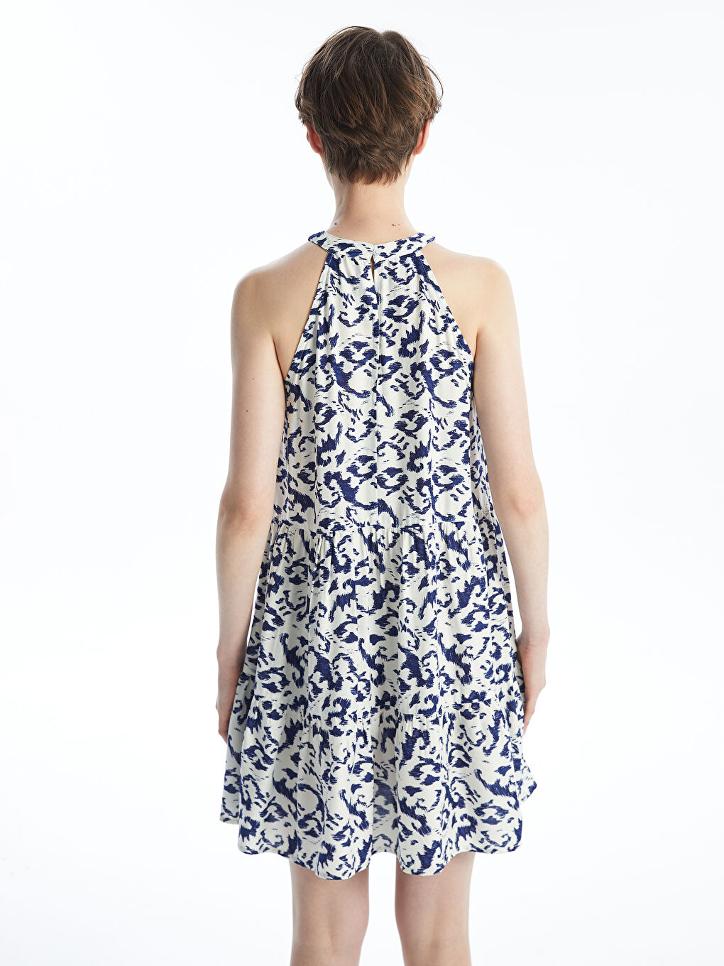Halter Neck Patterned Women's Dress -S4IV38Z8-VE4