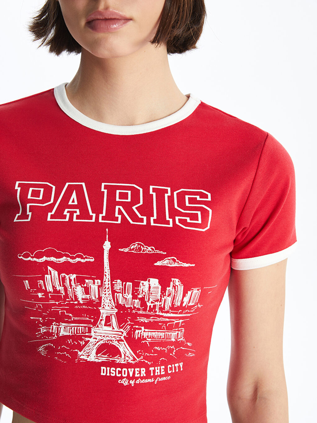 Crew Neck Printed Short Sleeve Crop Women's T-Shirt -S4IV44Z8-H0P