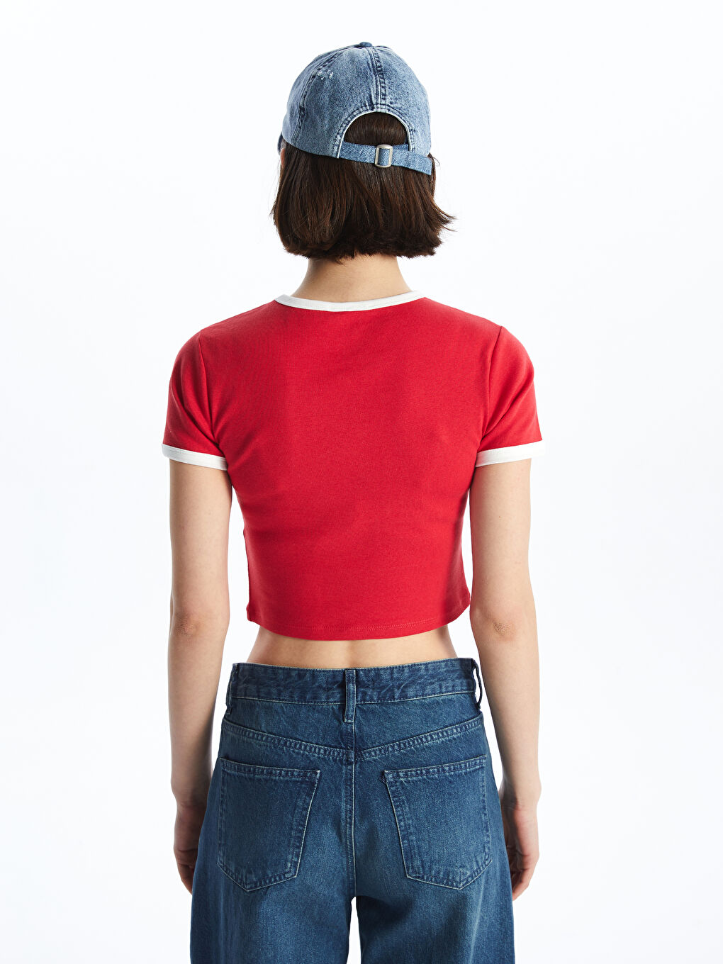Crew Neck Printed Short Sleeve Crop Women's T-Shirt -S4IV44Z8-H0P