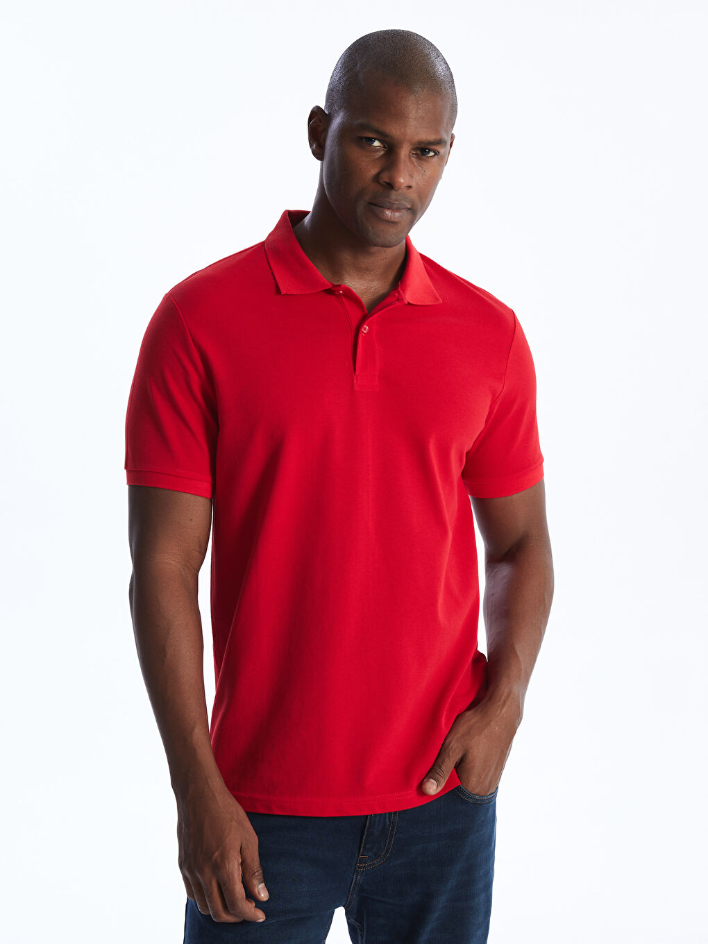 Kırmızı Polo Yaka Kısa Kollu Erkek Tişört
