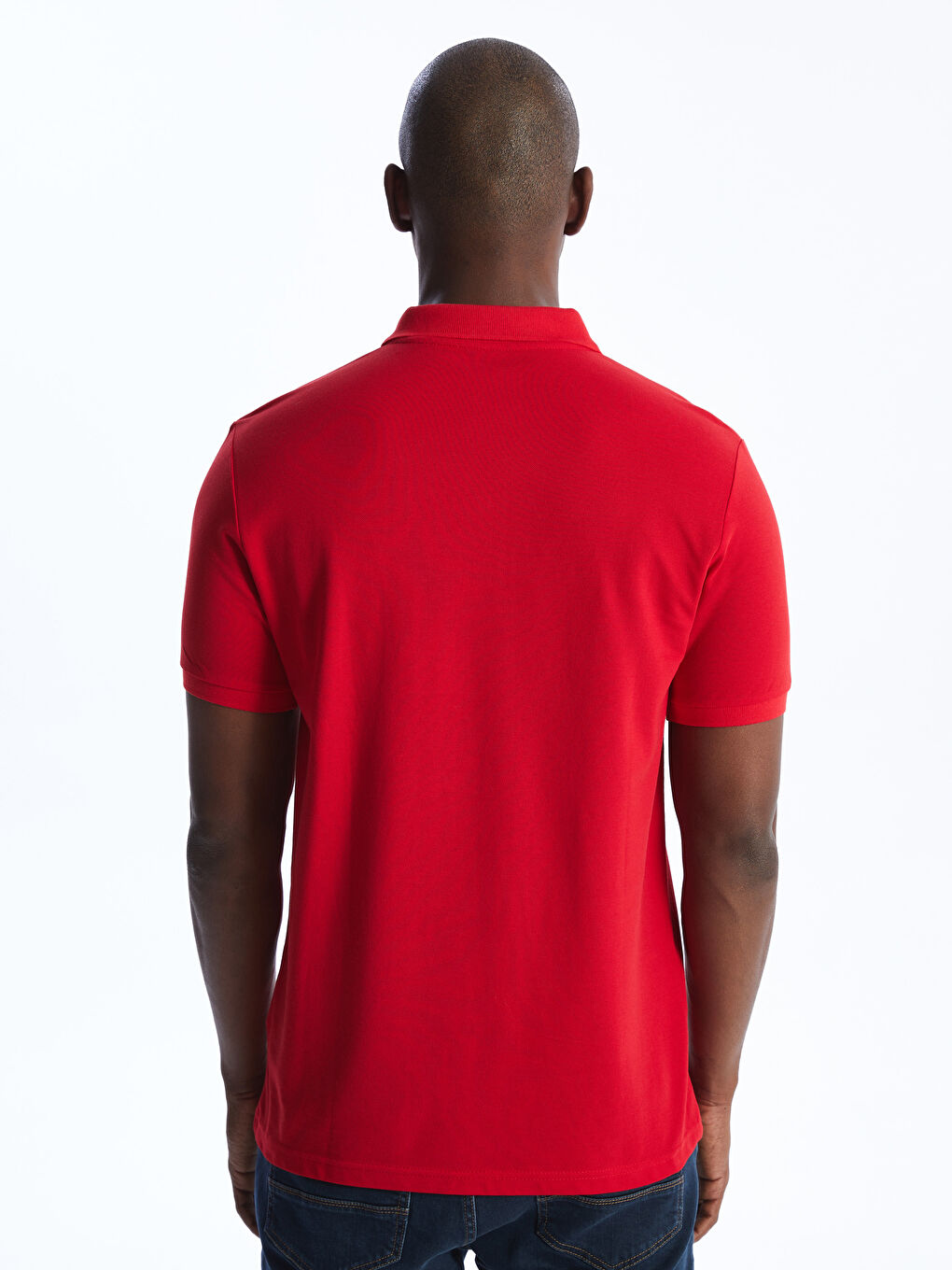 Kırmızı Polo Yaka Kısa Kollu Erkek Tişört-4