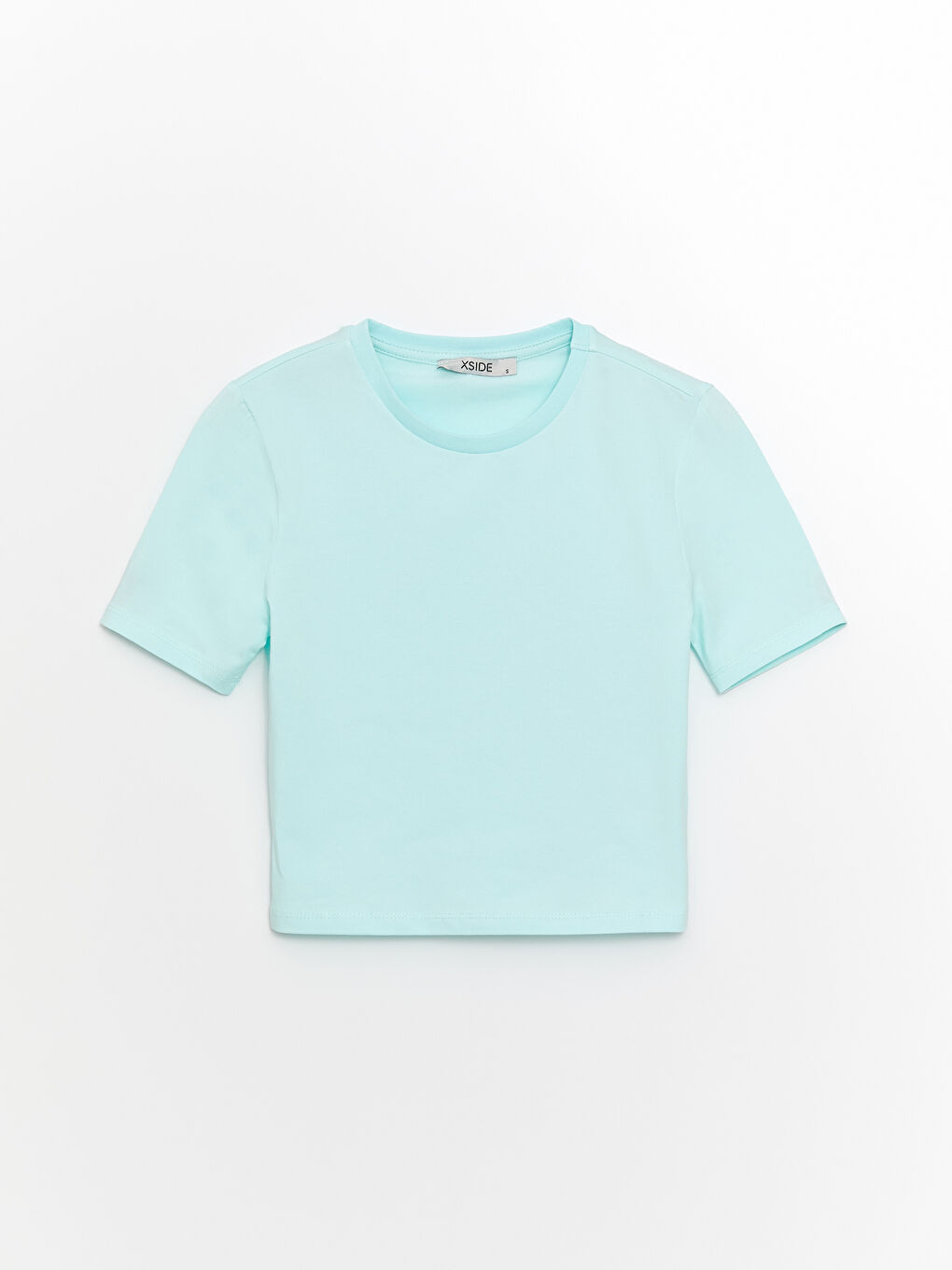 Crew Neck Plain Short Sleeve Women's Crop -S4IY26Z8-FS0