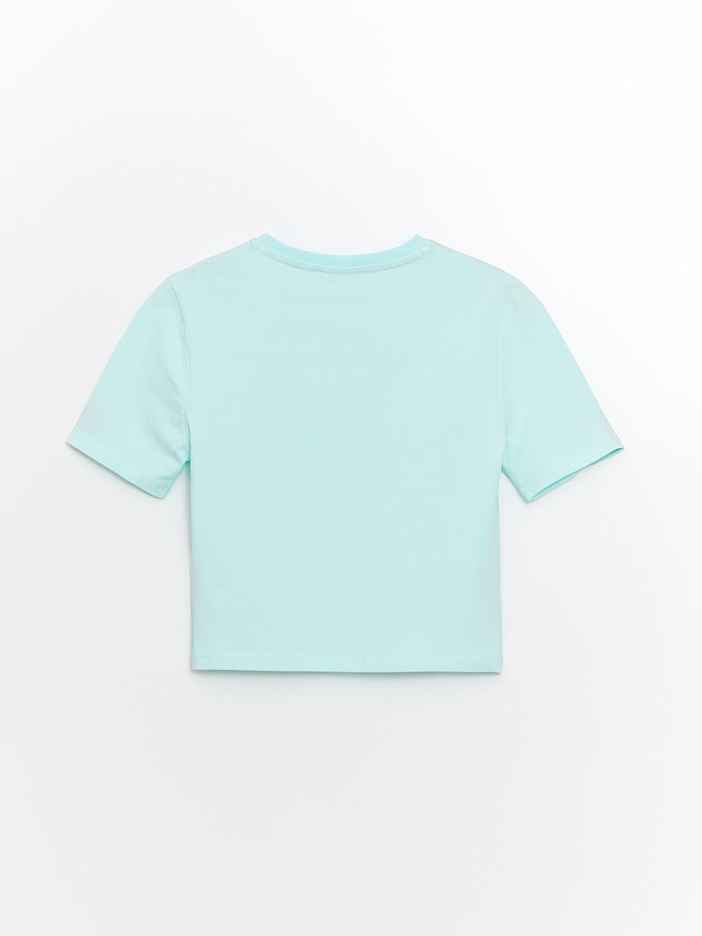 Crew Neck Plain Short Sleeve Women's Crop -S4IY26Z8-FS0
