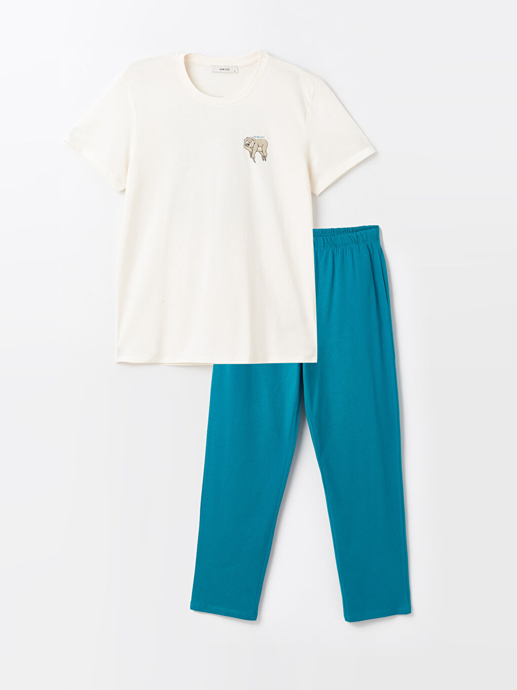 Ekru Standart Kalıp Erkek Pijama Takımı-5