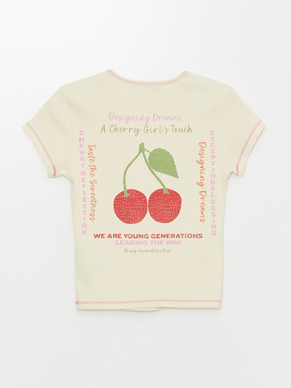 XSIDE Rundhalsausschnitt Bedrucktes Kurzarm Crop-Top für Damen -S4IY37Z8-KRV