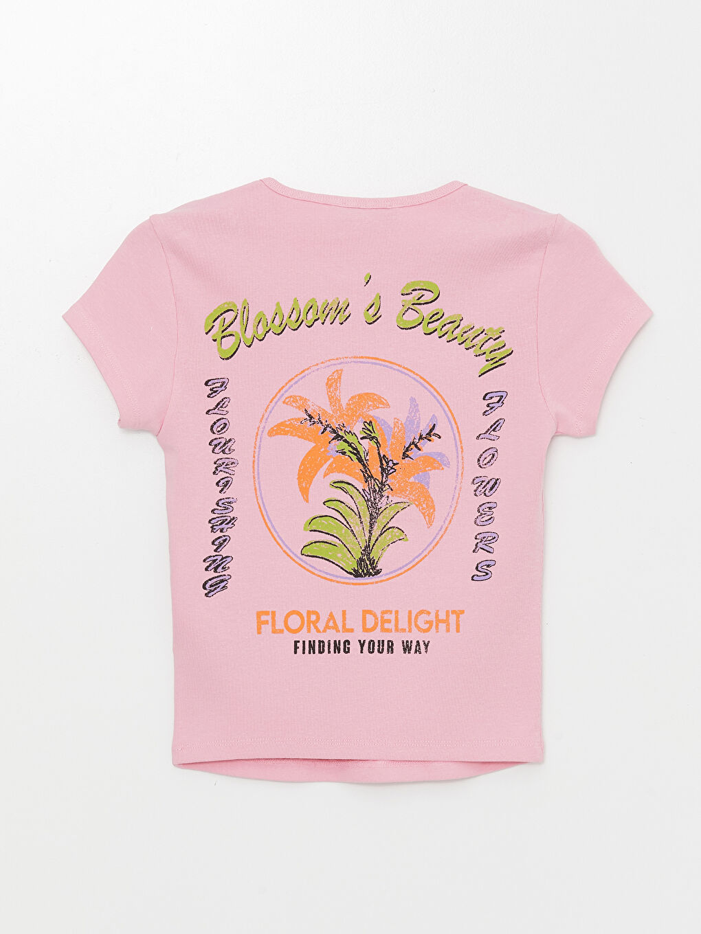 XSIDE Crew Neck Printed Short Sleeve Women's Crop Top -S4IY38Z8-GA5