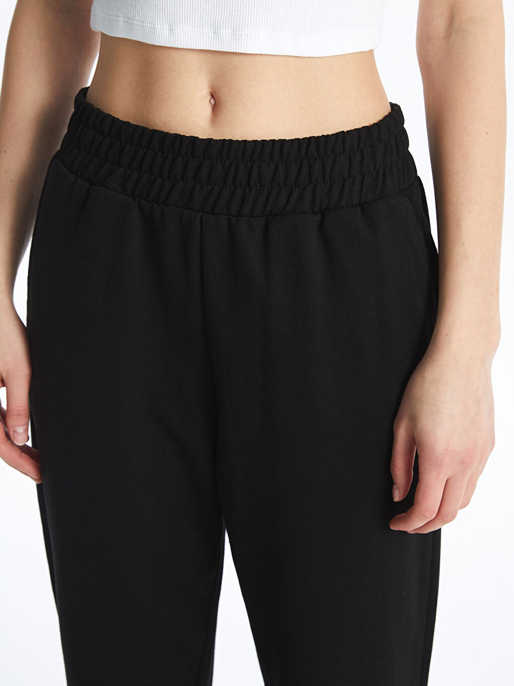 Women's Elasticated Waist Plain Jogger Sweatpants -S4J033Z8-CVL