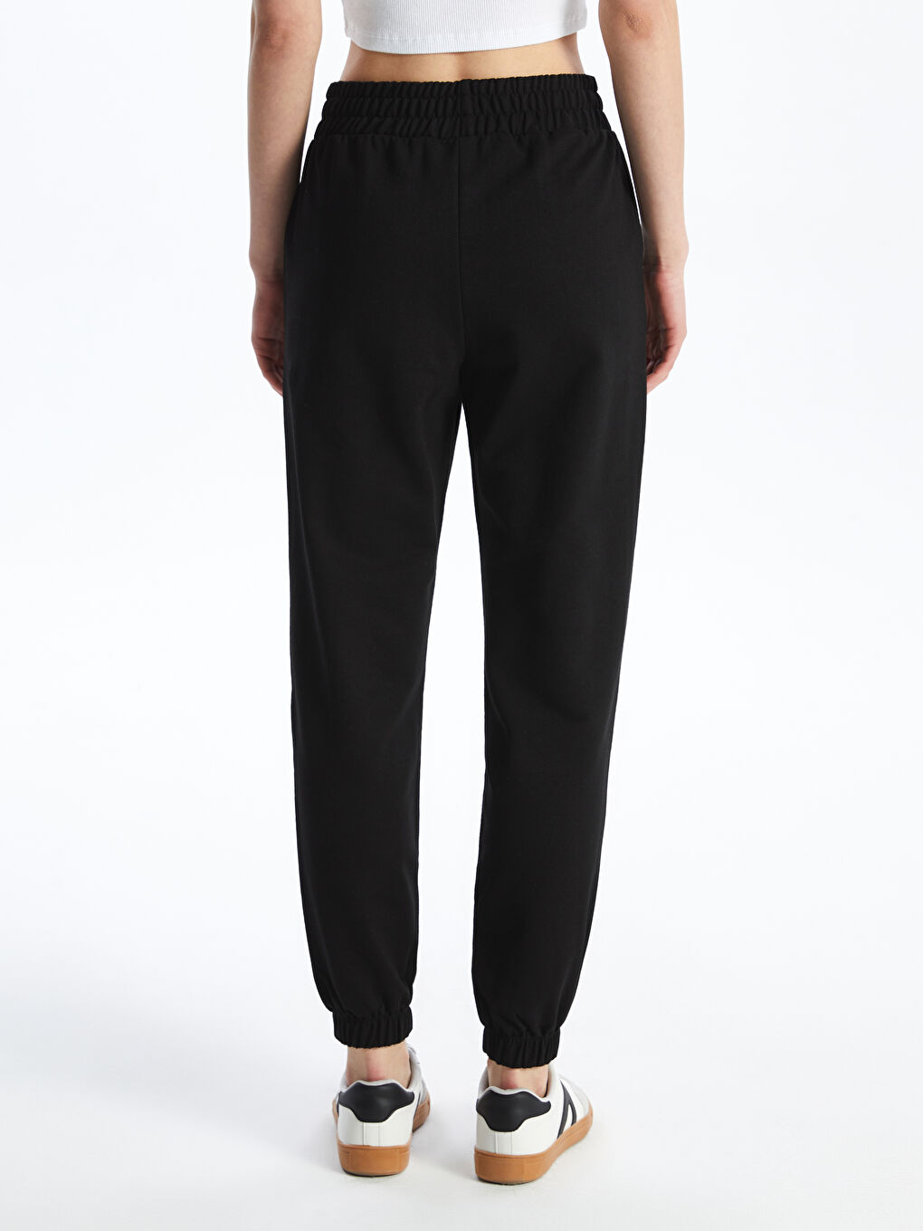 Women's Elasticated Waist Plain Jogger Sweatpants -S4J033Z8-CVL