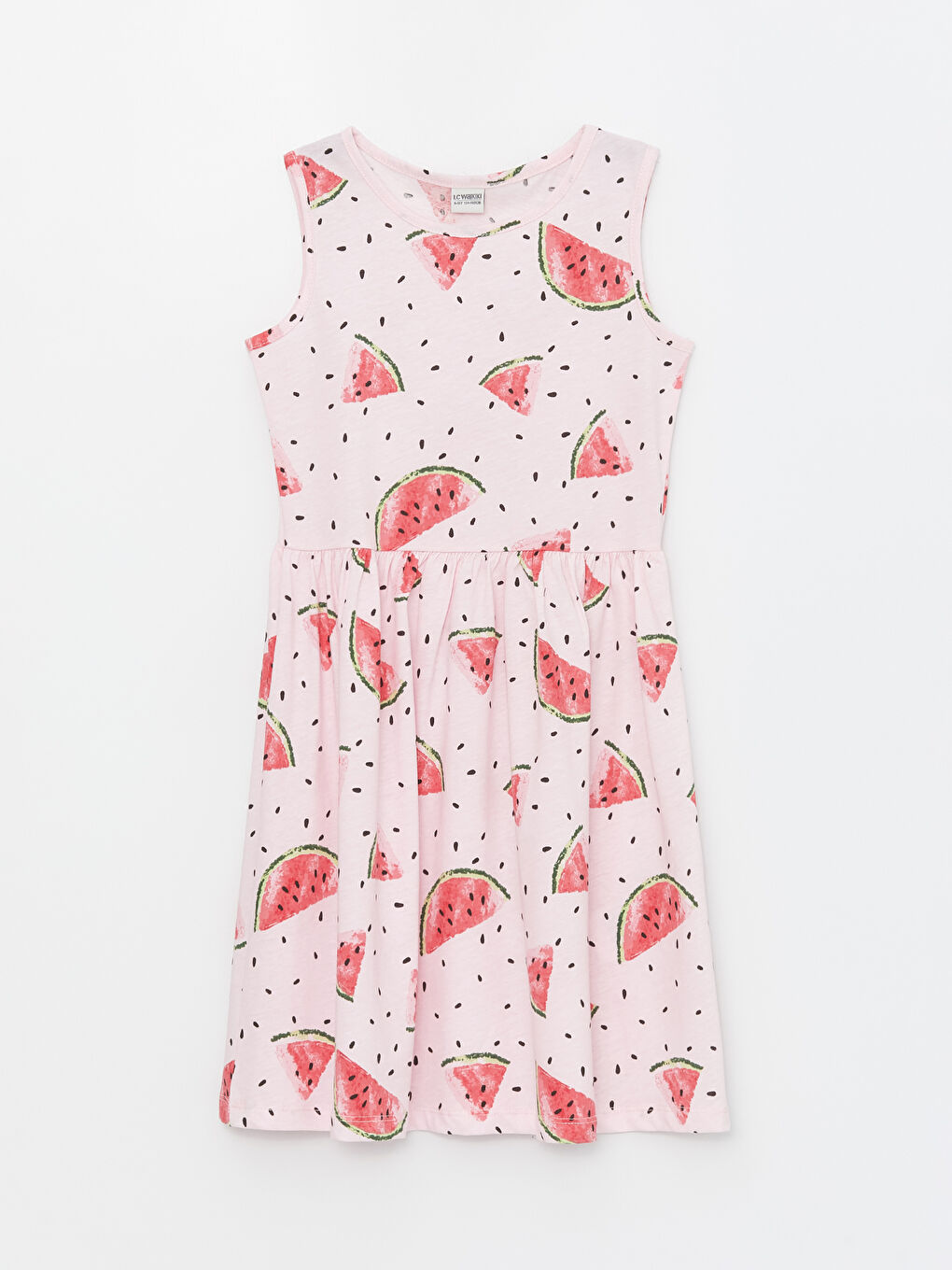 Pembe Bisiklet Yaka Baskılı Kız Çocuk Elbise-3