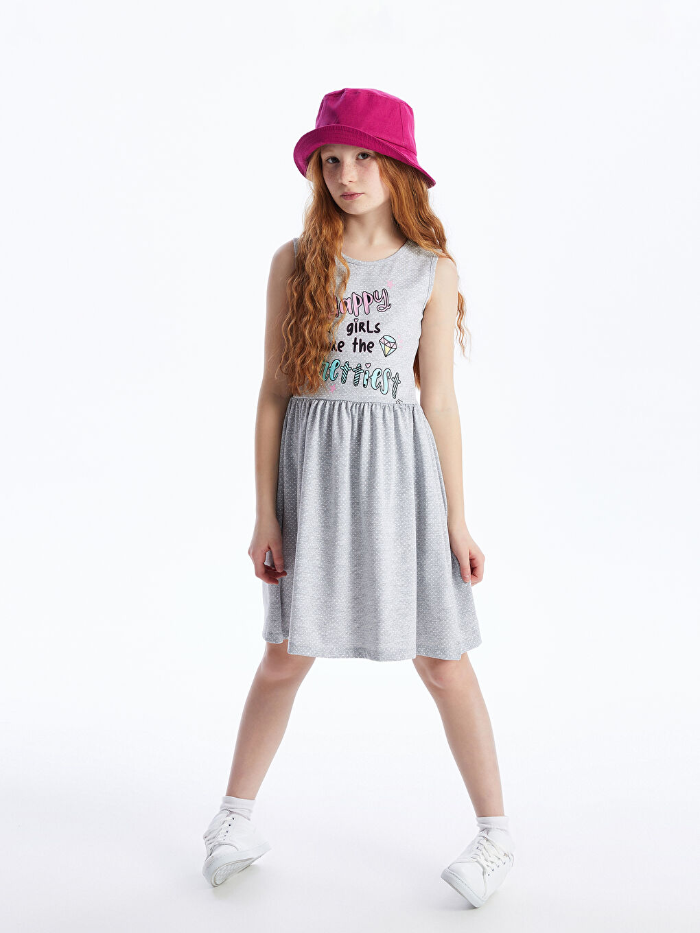 Crew Neck Printed Girl Dress -S4J091Z4-LRW