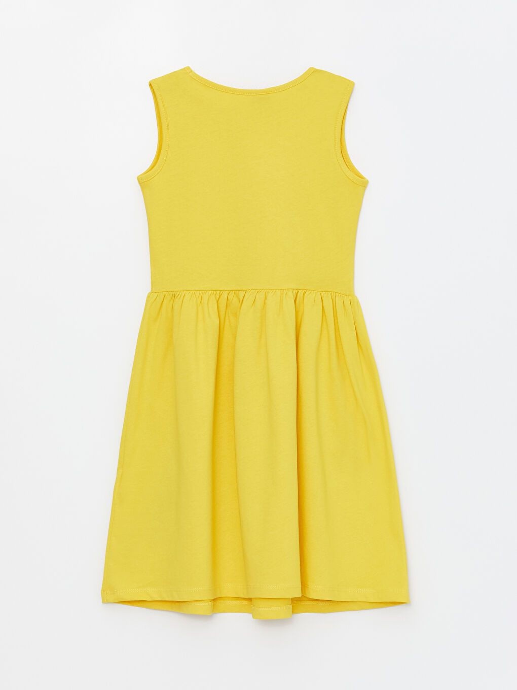 Sarı Bisiklet Yaka Baskılı Kız Çocuk Elbise-3