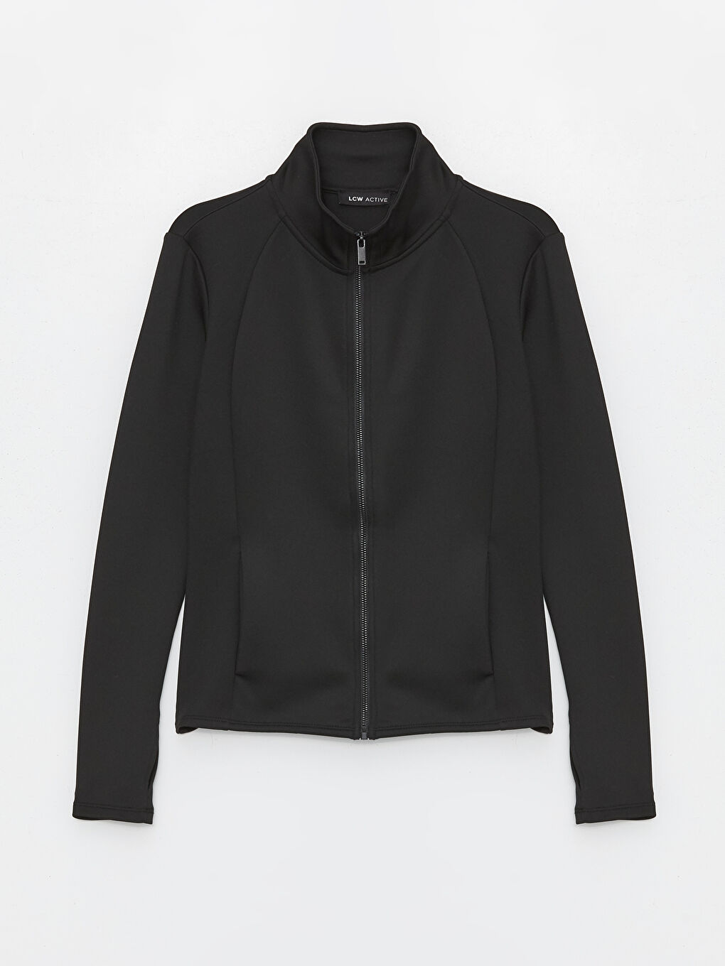 LCW ECO Siyah Kadın Dik Yaka Düz Fermuarlı Sweatshirt - 5