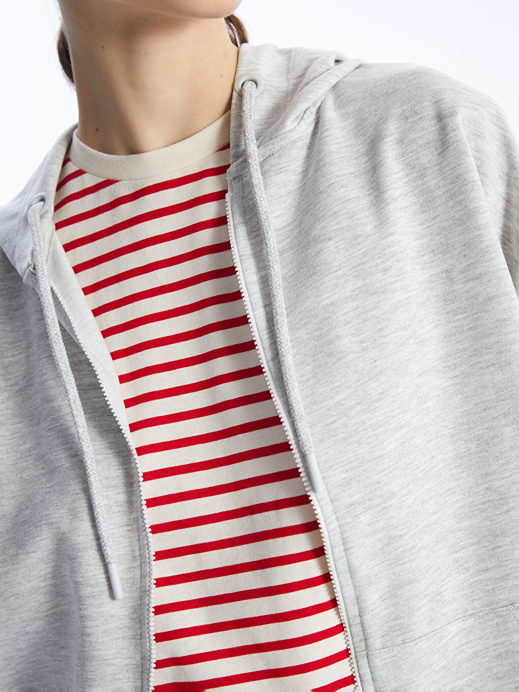 Hooded Oversized Women's Zip-Up Sweatshirt -S4J114Z8-JMD