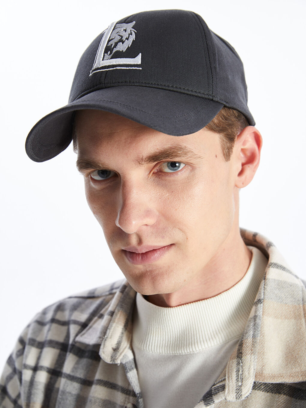 Antrasit Nakışlı Erkek Kep Şapka-1