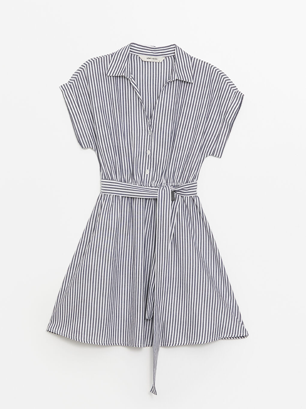 LC Waikiki Striped Short Sleeve Women's Shirt Dress -S4J157Z8-LEN