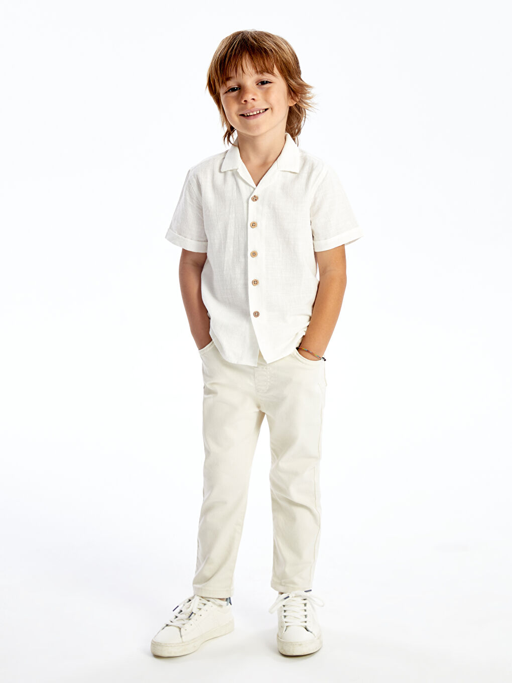 LCW Kids Bej Beli Lastikli Erkek Bebek Pantolon