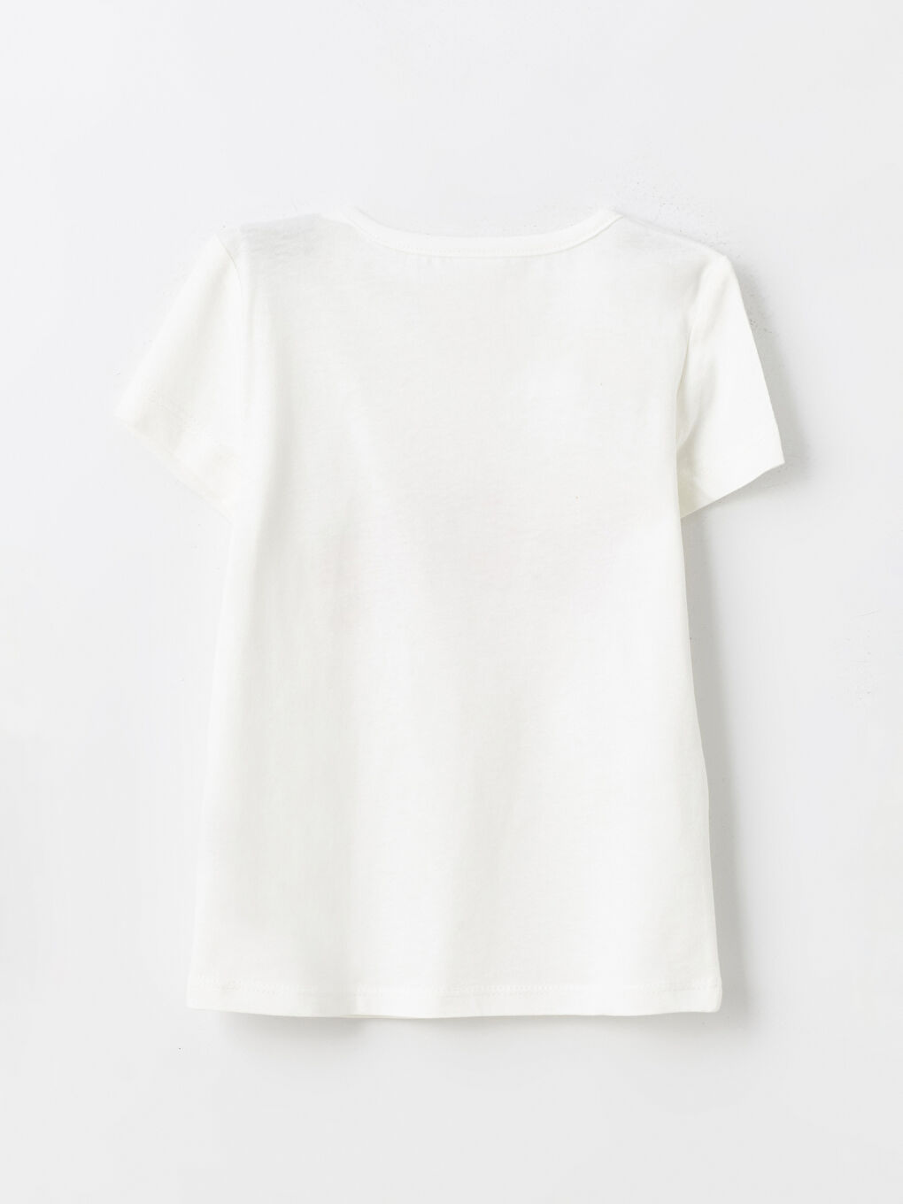 Beyaz Bisiklet Yaka Baskılı Kız Bebek Tişört 2'li-7