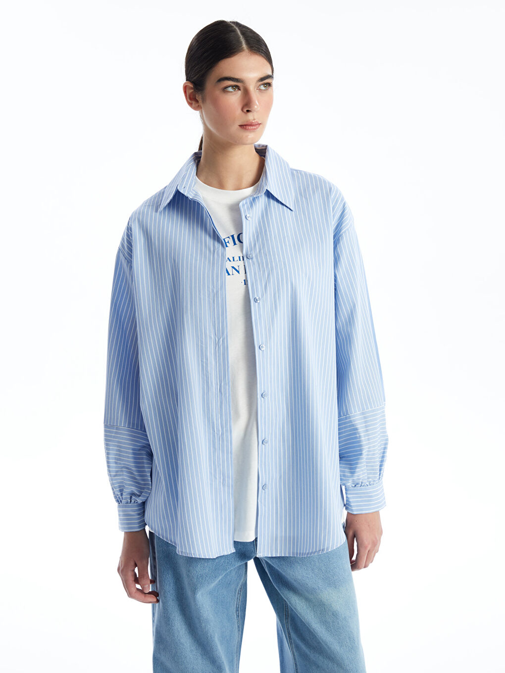 Striped Women's Shirt Tunic -S4J221Z8-LEN