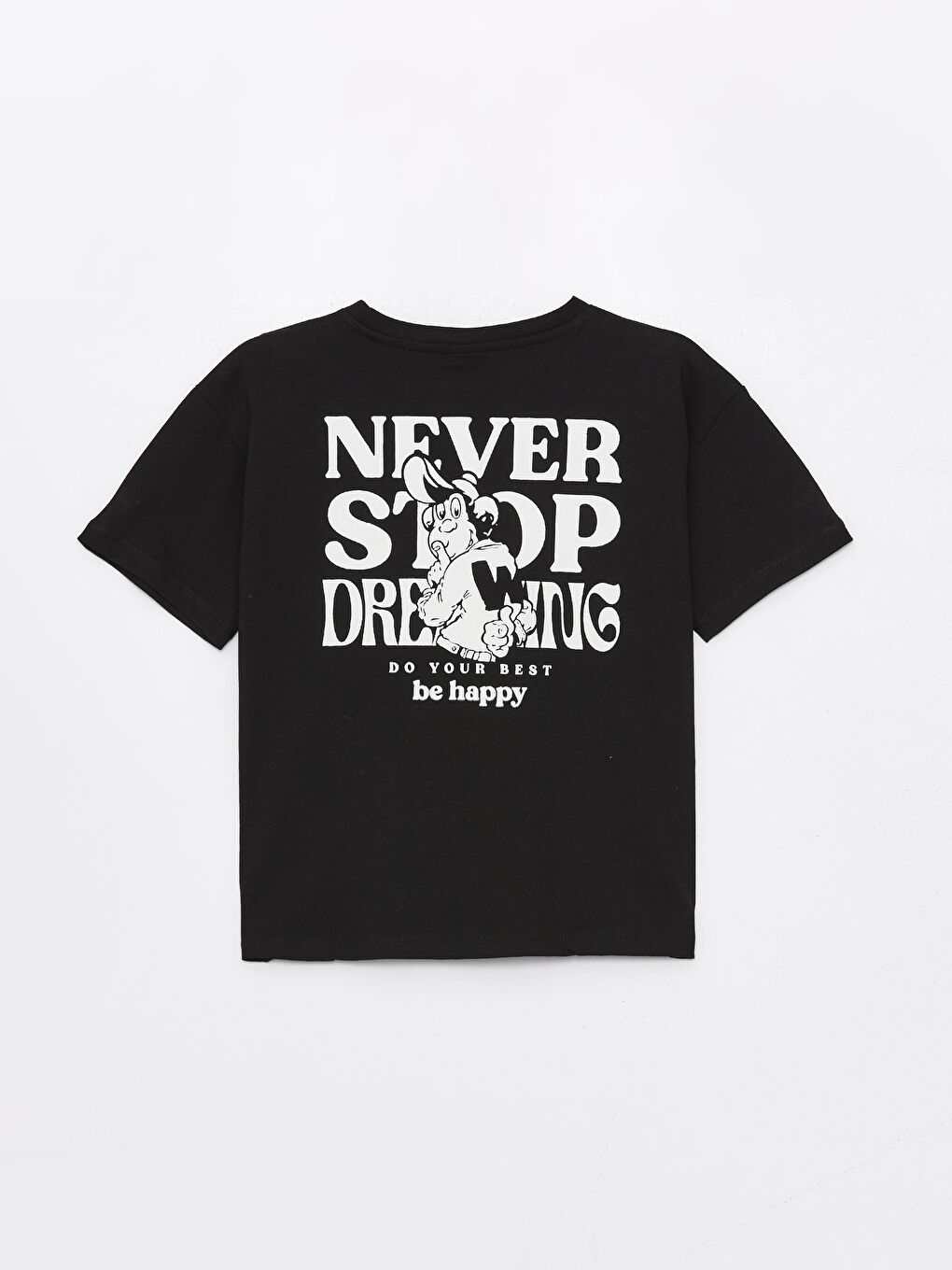 Crew Neck Nostalgic Monkey Printed Short Sleeve Girls T-Shirt -S4J255Z4-CVL
