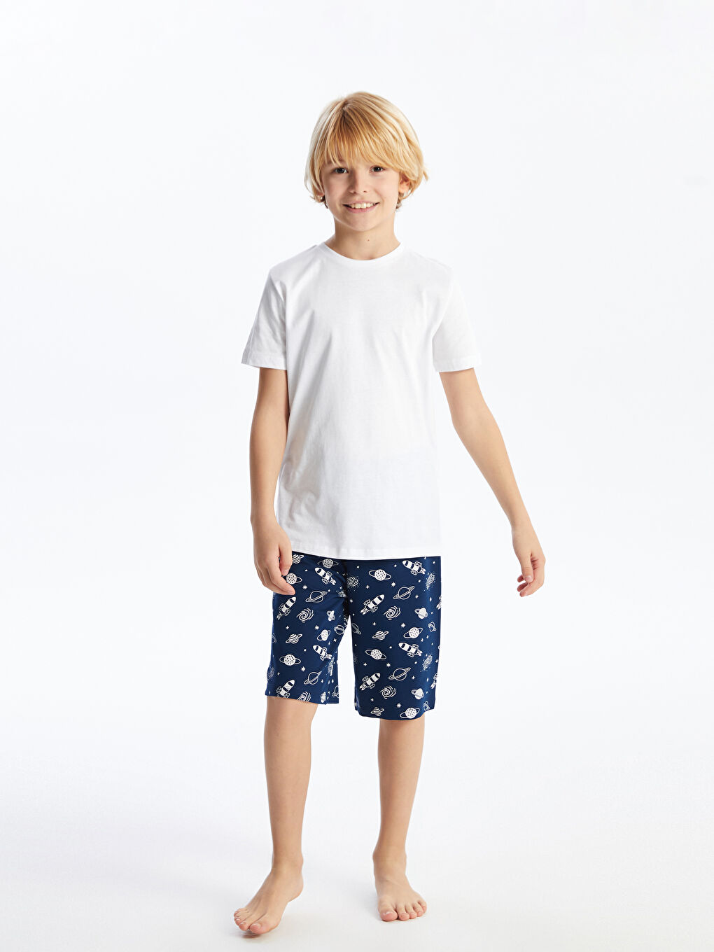 Lacivert Beli Lastikli Erkek Çocuk Şort