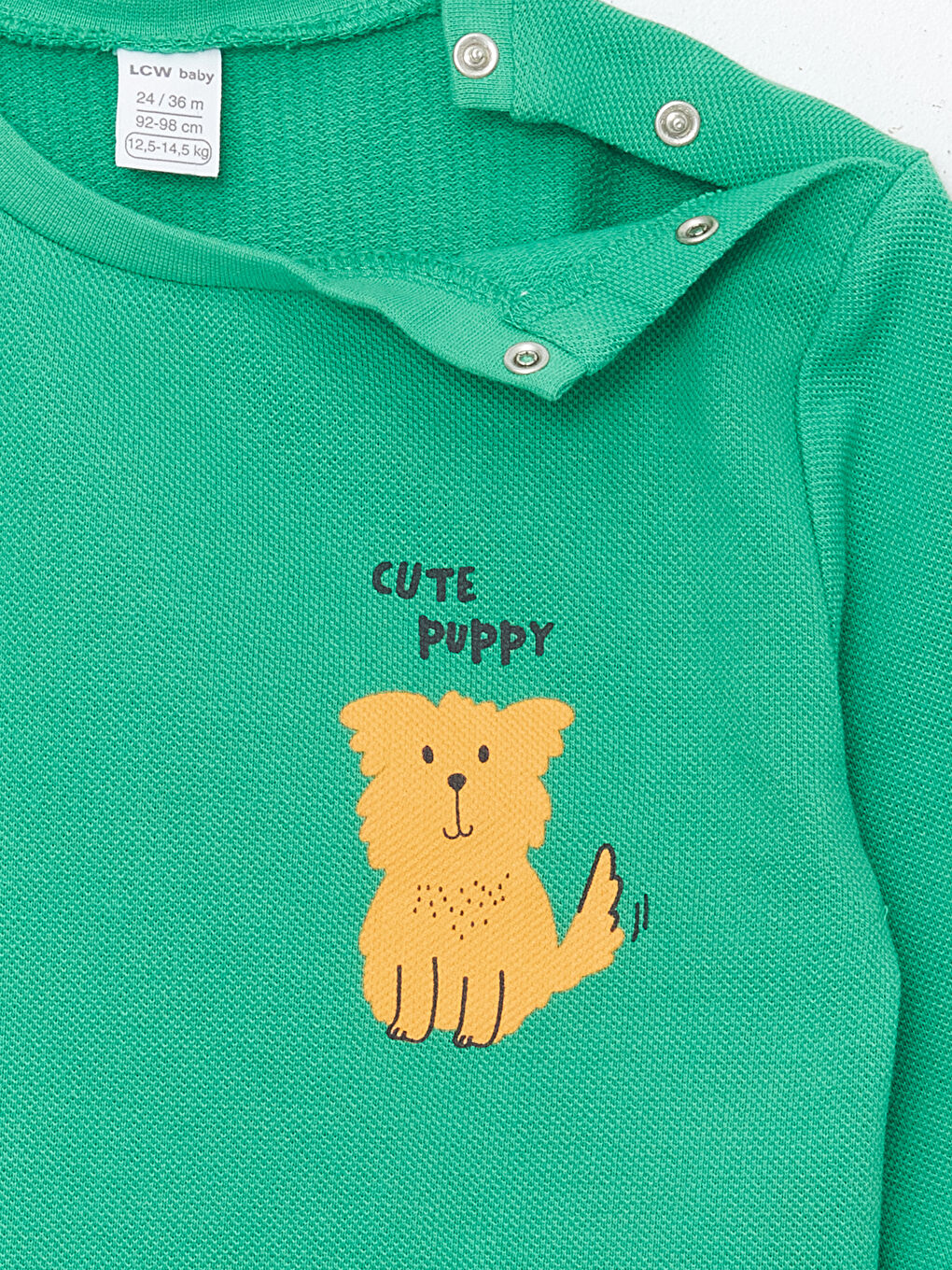 Yeşil Bisiklet Yaka Uzun Kollu Baskılı Erkek Bebek Tişört-2