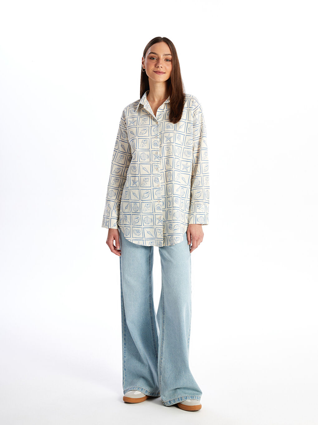 Patterned Oversize Women's Shirt Tunic-2