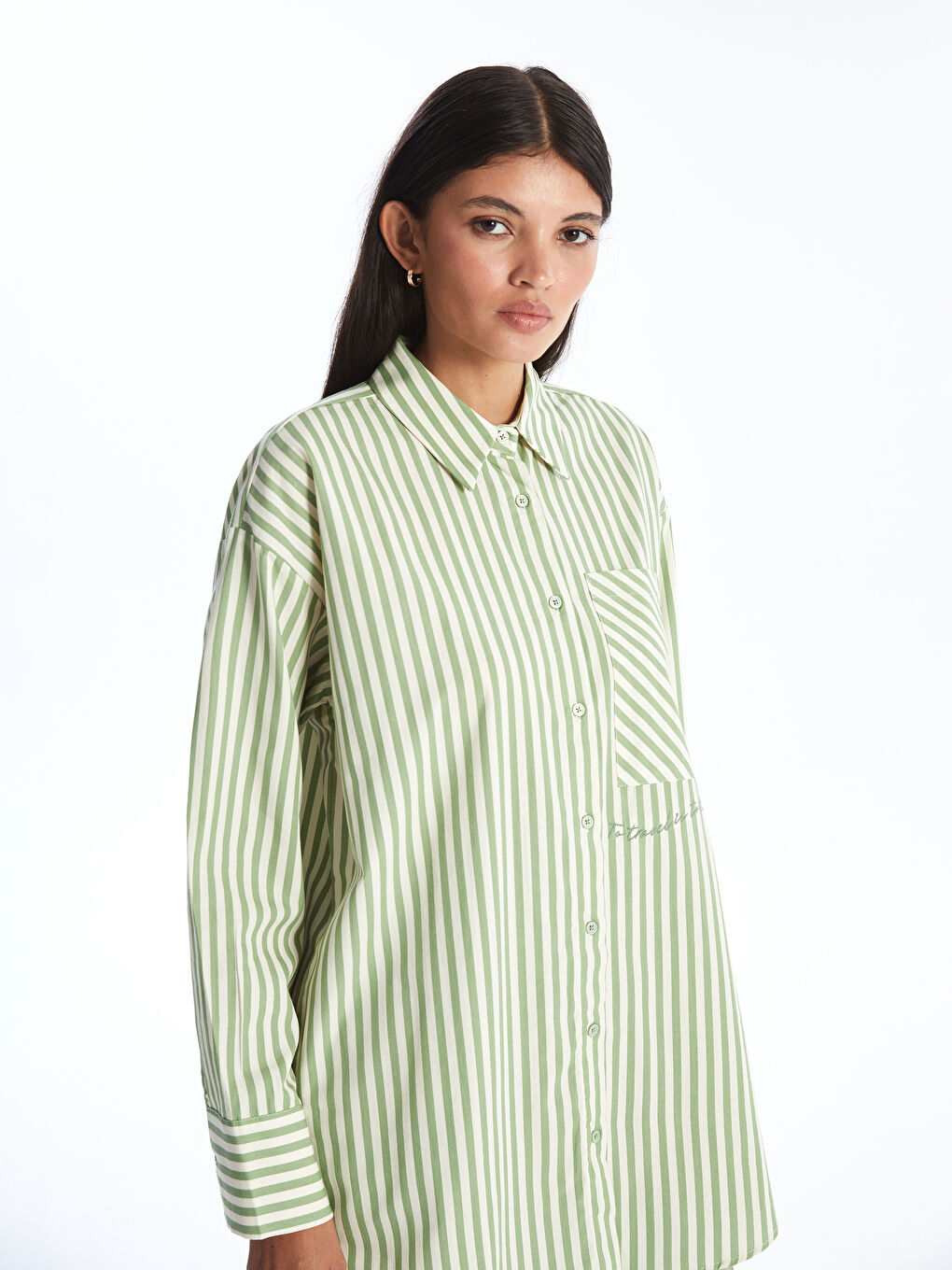 Striped Long Sleeve Women's Shirt Tunic -S4J285Z8-LFT