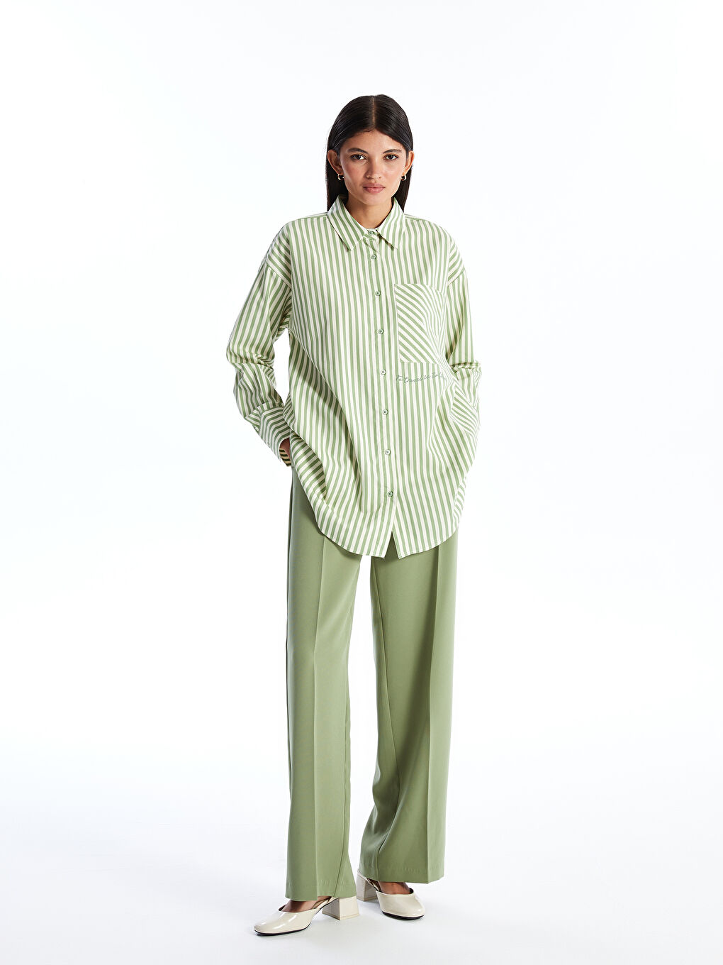 Striped Long Sleeve Women's Shirt Tunic -S4J285Z8-LFT