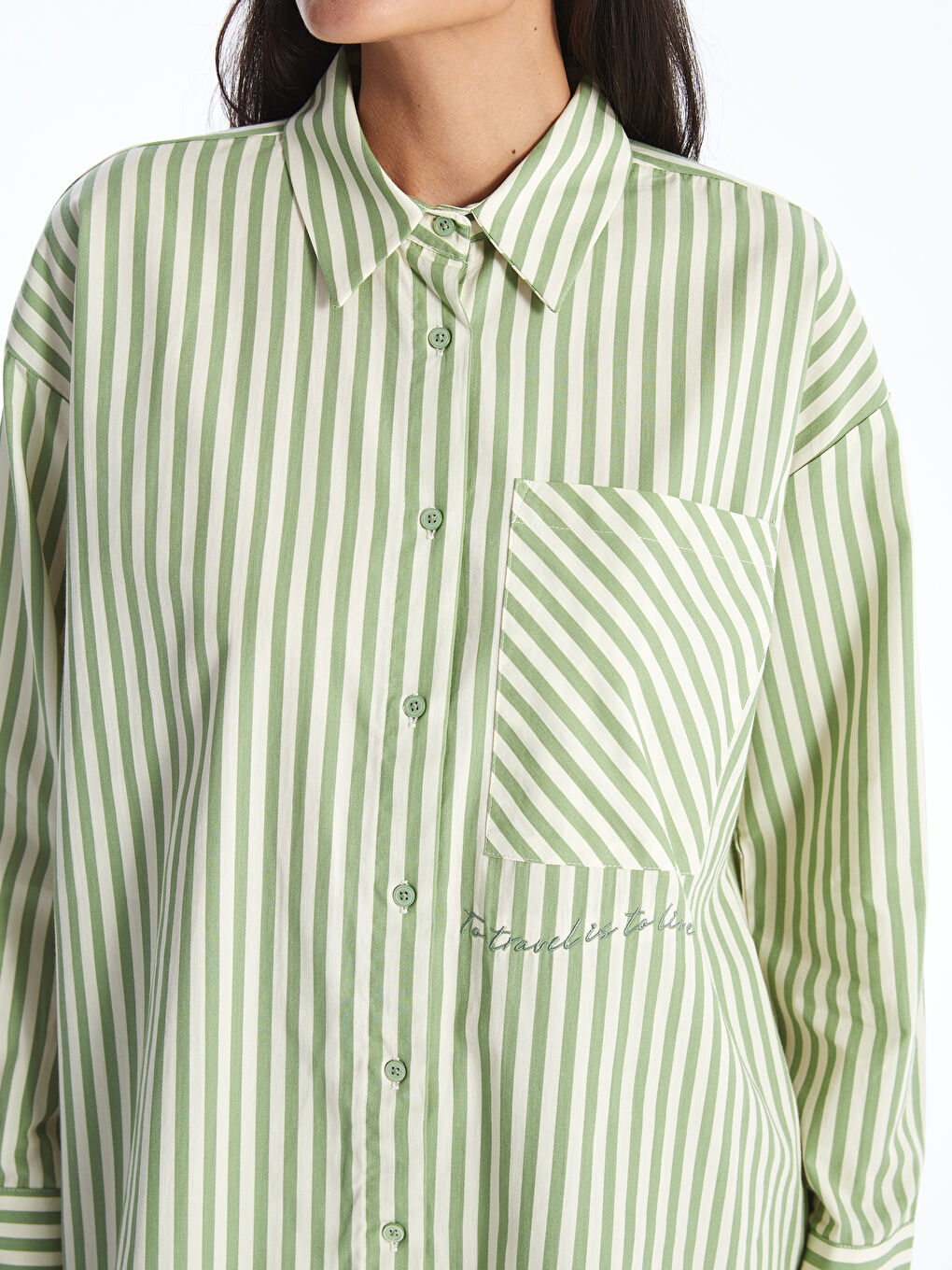 Striped Long Sleeve Women's Shirt Tunic -S4J285Z8-LFT
