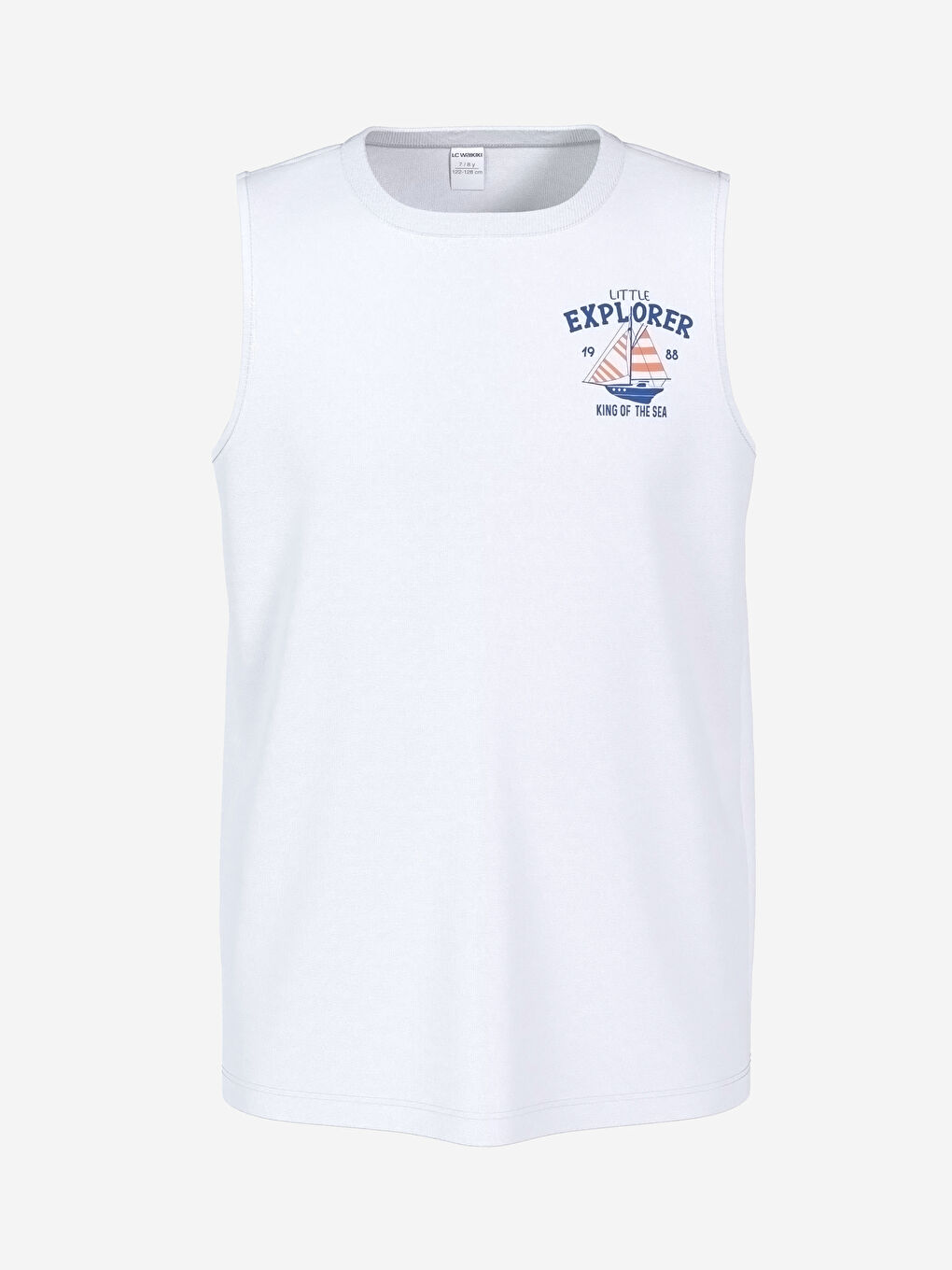 Beyaz Bisiklet Yaka Baskılı Erkek Çocuk Atlet