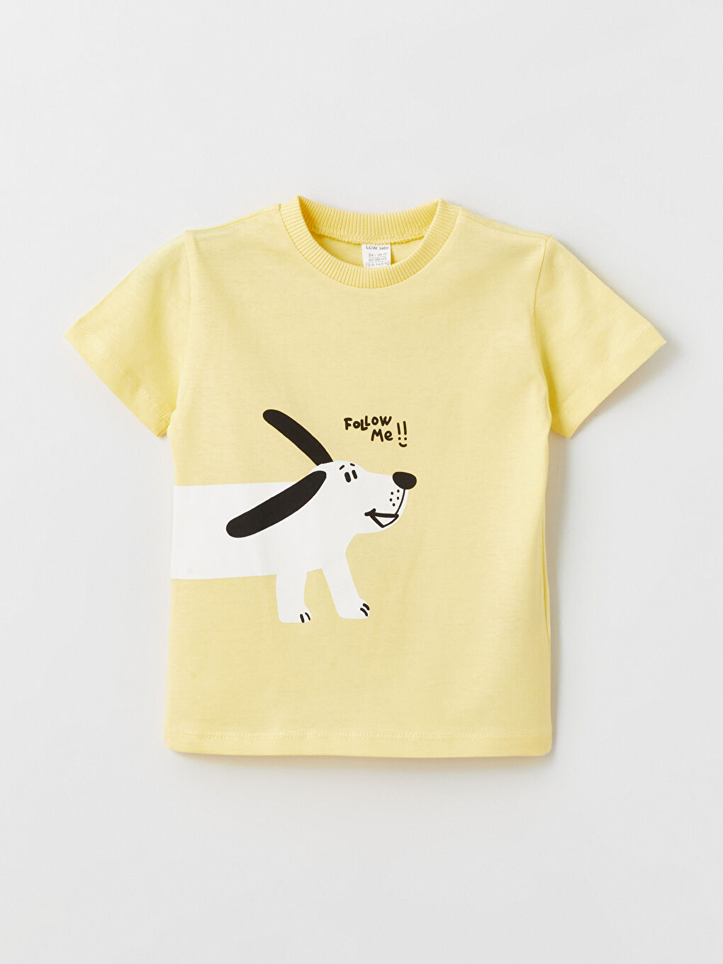 Beyaz Bisiklet Yaka Kısa Kollu Baskılı Erkek Bebek Tişört 2'li-1