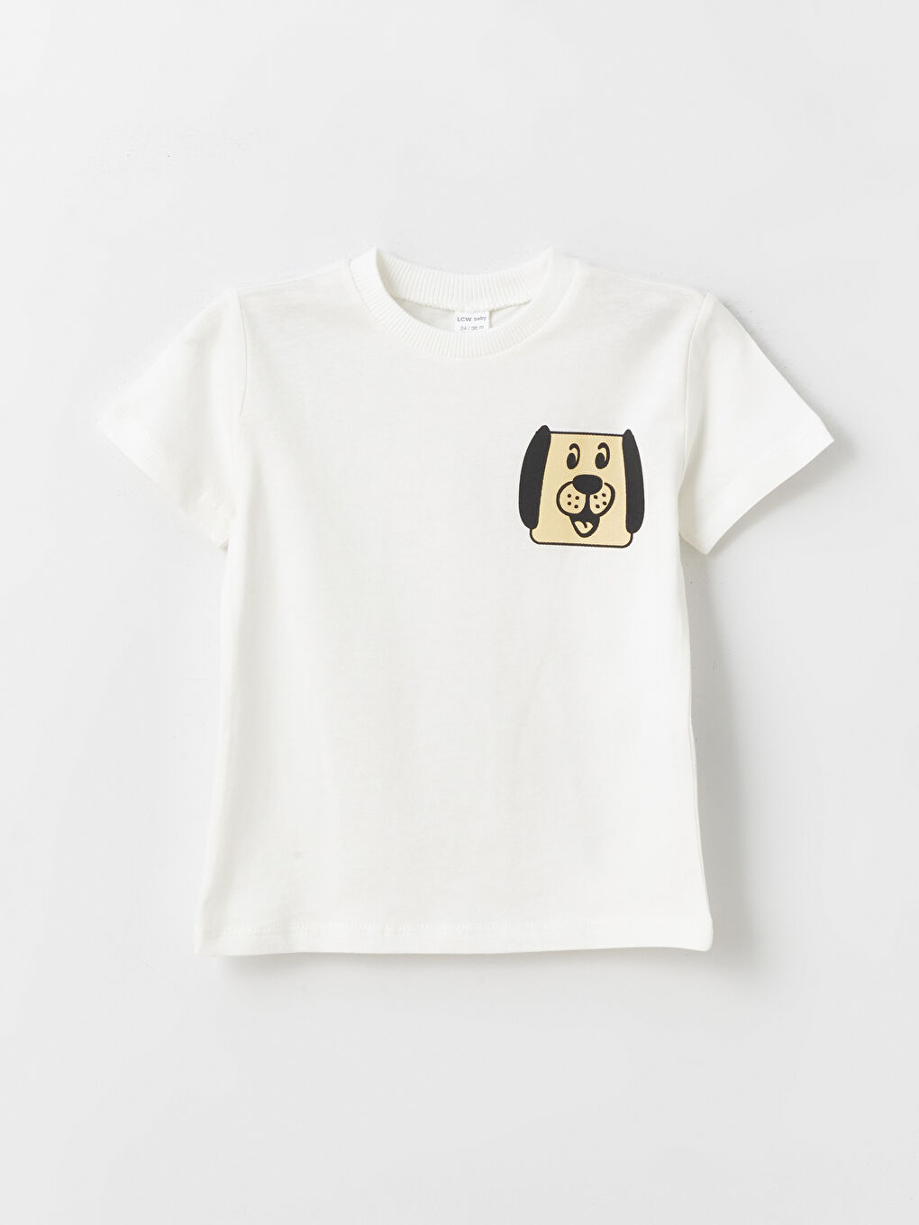 Beyaz Bisiklet Yaka Kısa Kollu Baskılı Erkek Bebek Tişört 2'li-3