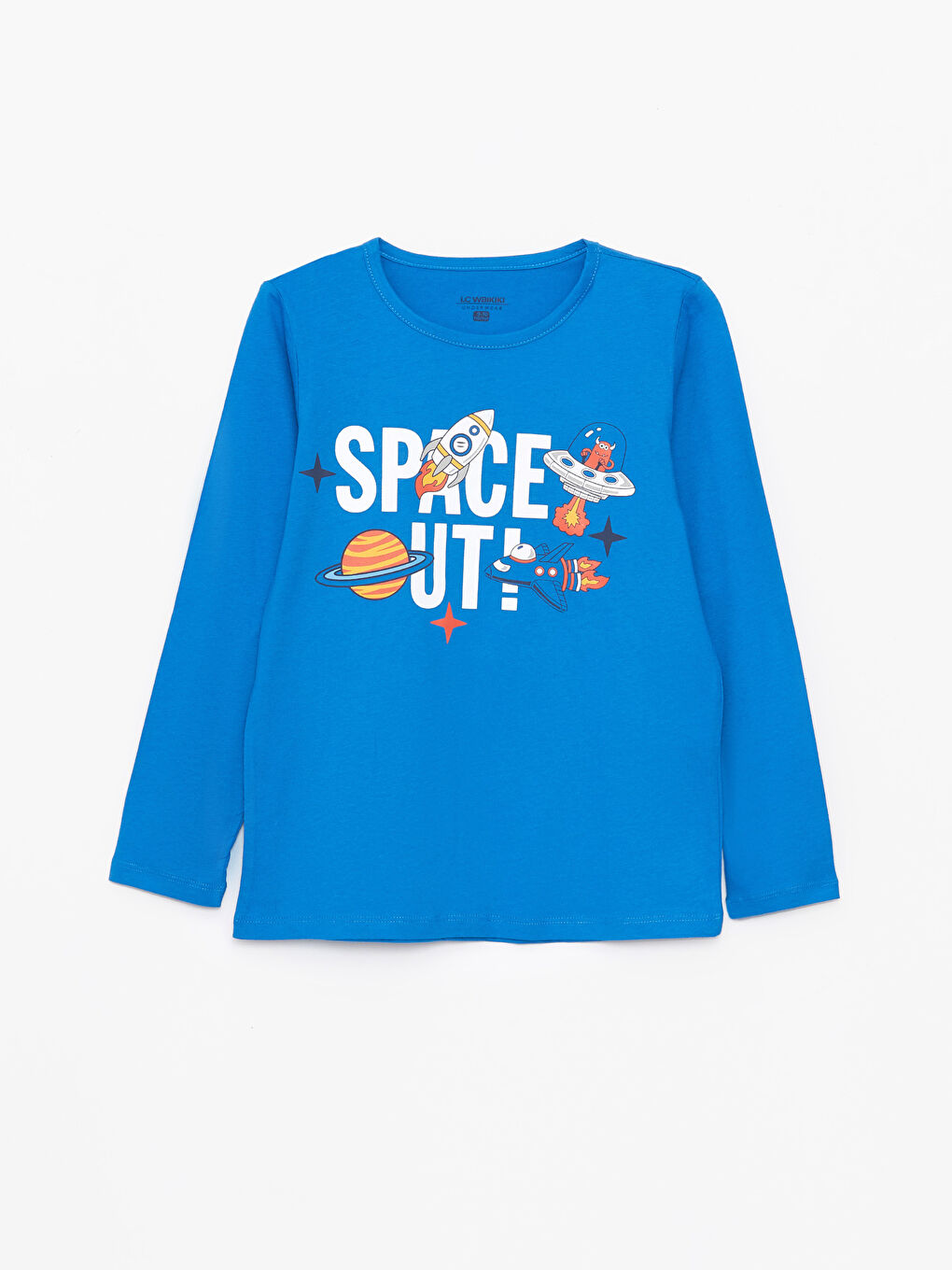 Mavi Bisiklet Yaka Baskılı Uzun Kollu Erkek Çocuk Pijama Takımı-4