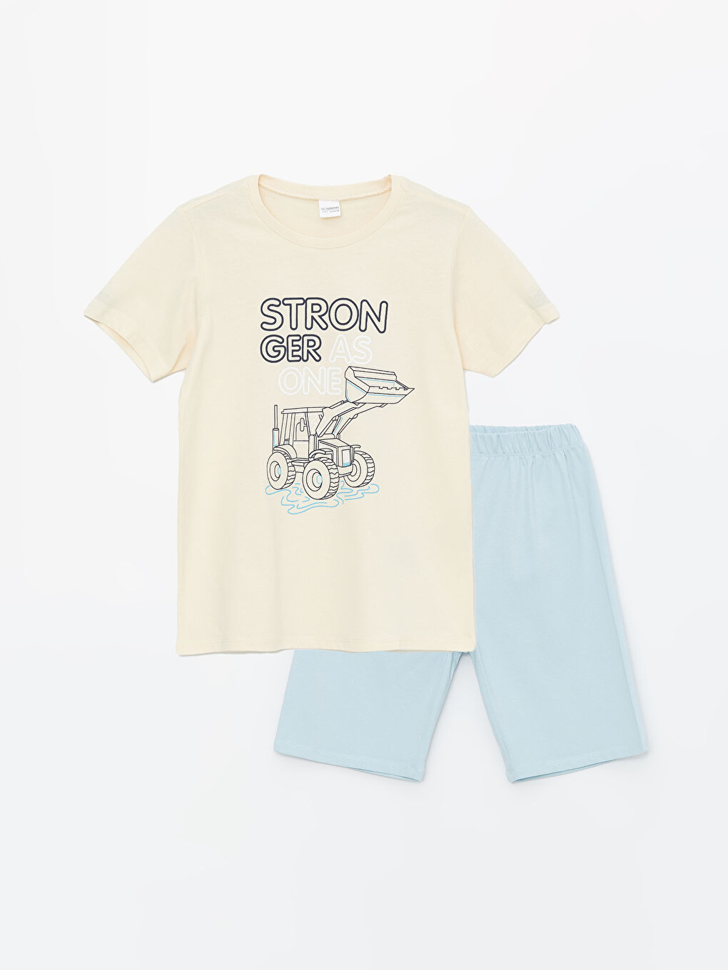Crew Neck Printed Short Sleeve Boys' Shorts Pyjama Set -S4J378Z4-FRR