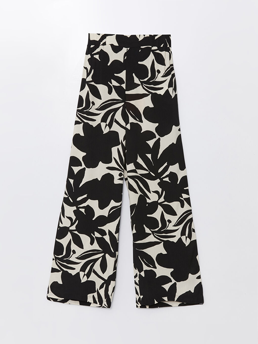 Elasticated Waist Patterned Wide Leg Women's Trousers-5
