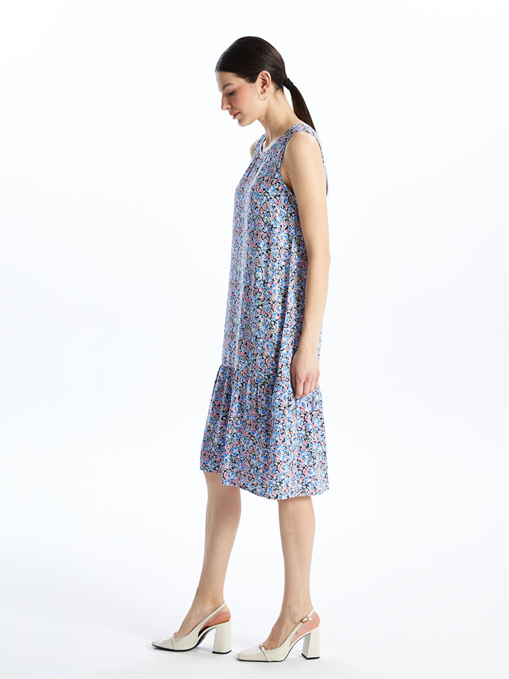 Crew Neck Floral Women's Dress -S4J412Z8-F9C