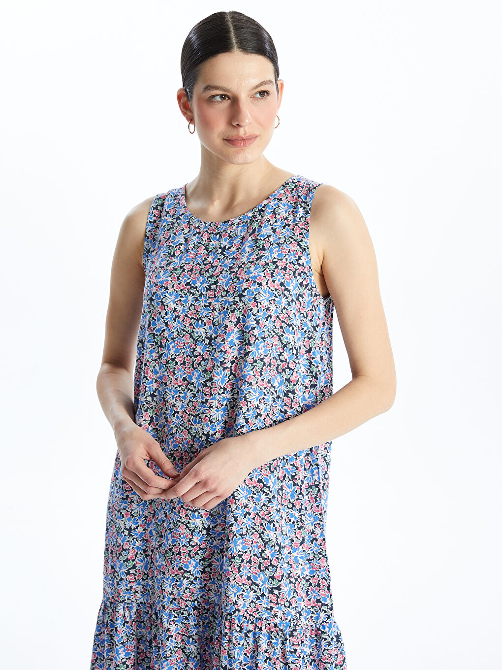 Crew Neck Floral Women's Dress -S4J412Z8-F9C