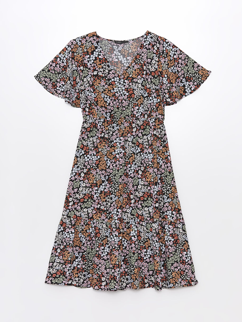 LCWAIKIKI Classic V-Ausschnitt Blumiges Kurzarmkleid für Damen -S4J414Z8-LQJ