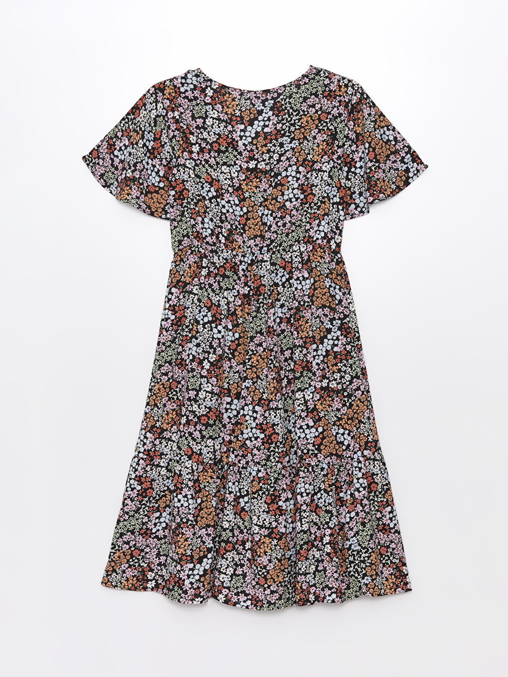 LCWAIKIKI Classic V-Ausschnitt Blumiges Kurzarmkleid für Damen -S4J414Z8-LQJ