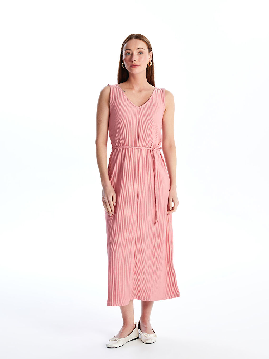 LCWAIKIKI Classic Women's V Neck Plain Dress -S4J419Z8-GJA