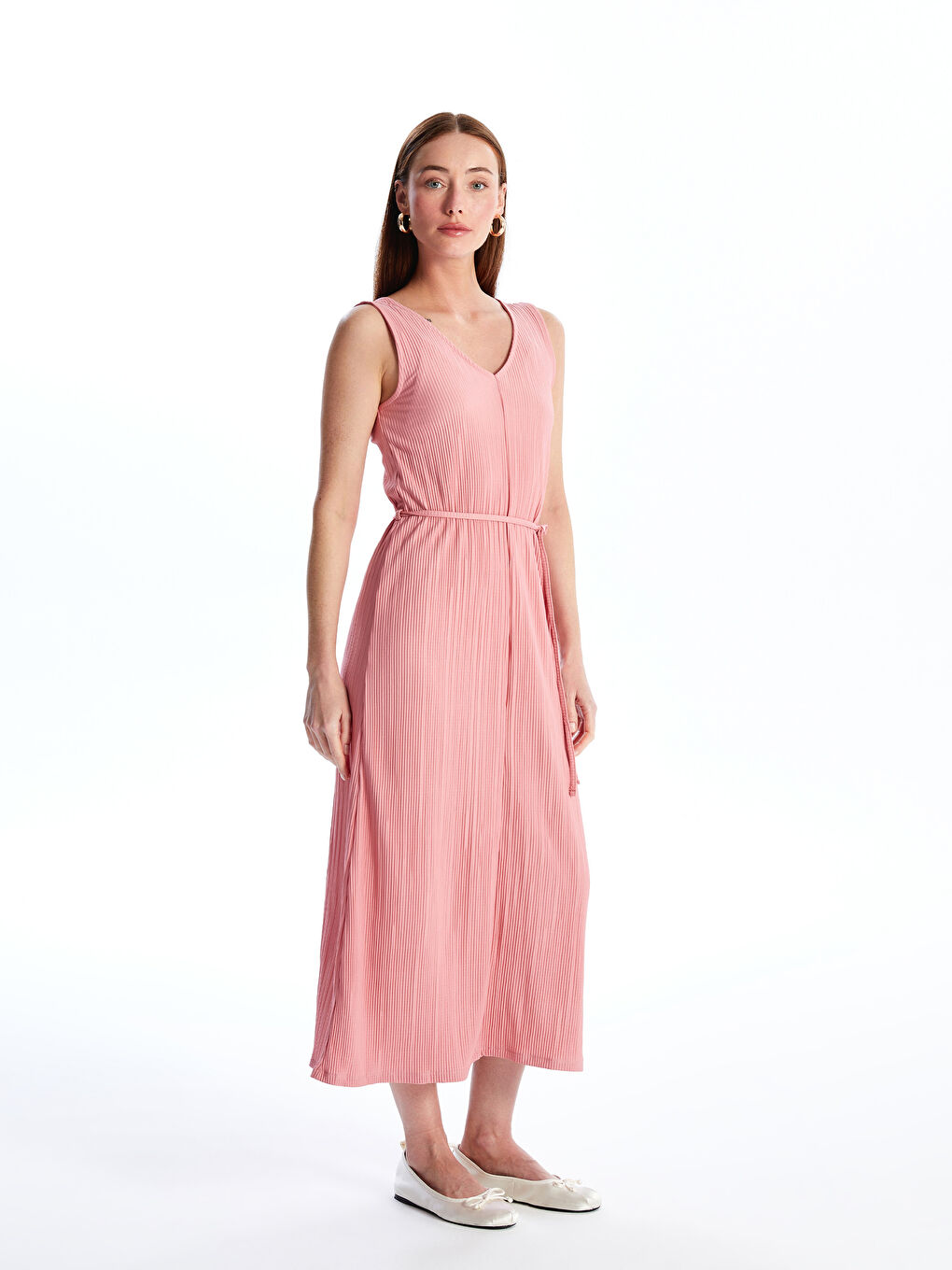 LCWAIKIKI Classic Women's V Neck Plain Dress -S4J419Z8-GJA