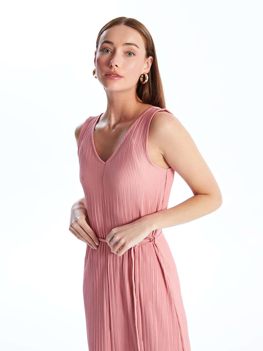 LCWAIKIKI Classic Women's V Neck Plain Dress -S4J419Z8-GJA