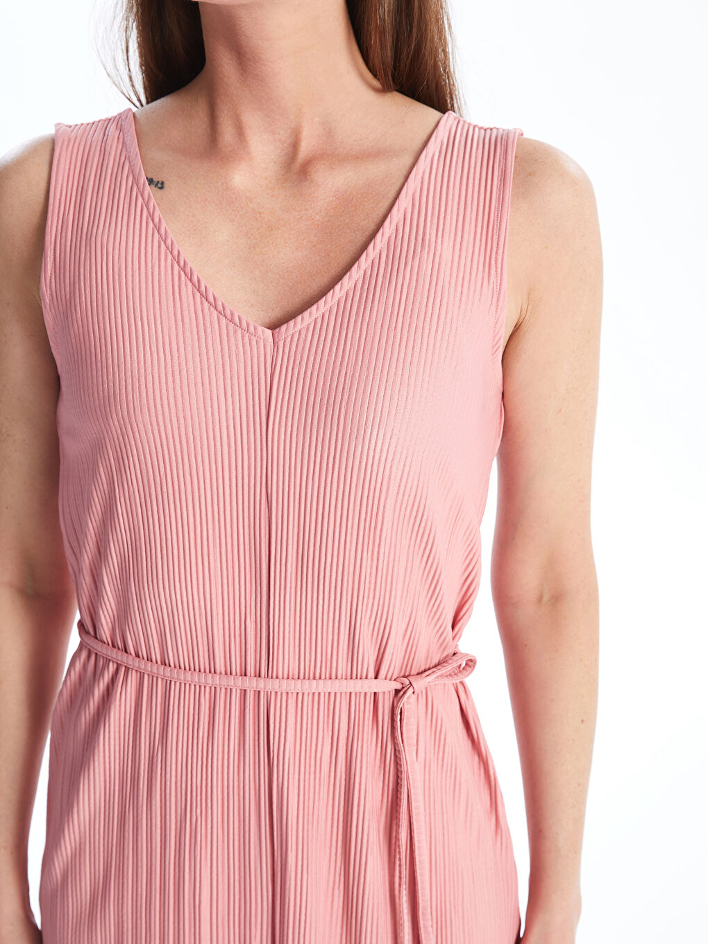 LCWAIKIKI Classic Women's V Neck Plain Dress -S4J419Z8-GJA