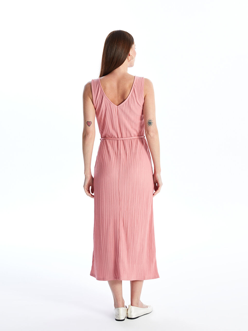 LCWAIKIKI Classic Women's V Neck Plain Dress -S4J419Z8-GJA