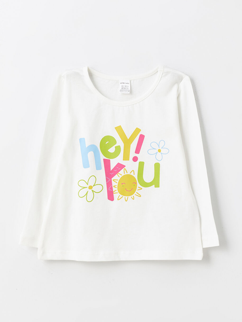 Beyaz Bisiklet Yaka Uzun Kollu Baskılı Kız Bebek Tişört  ve Tayt 2'li-4